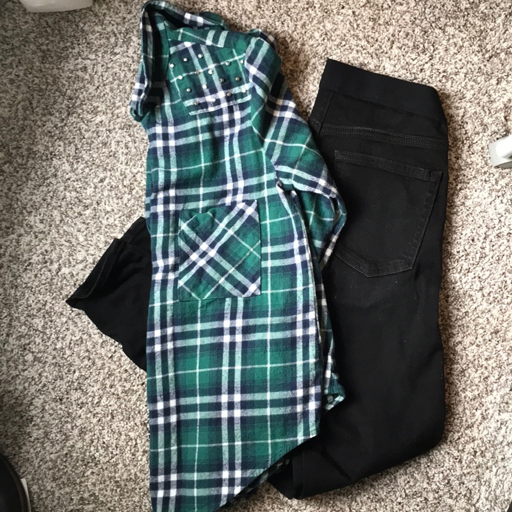 Black denim pull on leggings